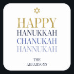 Happy Hanukkah Chanukah Holiday Sticker<br><div class="desc">Faux simulated gold foil design is incorporated in this design. Personalise the custom text above. You can find additional coordinating items in our "Happy Hanukkah Chanukah" collection.</div>