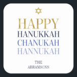Happy Hanukkah Chanukah Holiday Sticker<br><div class="desc">Faux simulated gold foil design is incorporated in this design. Personalise the custom text above. You can find additional coordinating items in our "Happy Hanukkah Chanukah" collection.</div>