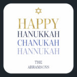 Happy Hanukkah Chanukah Holiday Sticker<br><div class="desc">Faux simulated gold foil design is incorporated in this design. Personalise the custom text above. You can find additional coordinating items in our "Happy Hanukkah Chanukah" collection.</div>