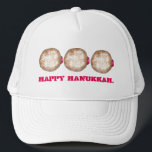 Happy Hanukkah Chanukah Jelly Doughnut Doughnut Trucker Hat<br><div class="desc">Features an original illustration of a jelly doughnut topped with powdered sugar. Perfect for Hanukkah!

This Chanukah illustration is also available on other products. Don't see what you're looking for? Need help with customisation? Contact Rebecca to have something designed just for you.</div>