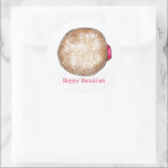 Happy Hanukkah Chanukah Jelly Doughnut Sufganiyah Classic Round Sticker<br><div class="desc">Features an original marker illustration of a delicious jelly doughnut topped with powdered sugar. Perfect for Hanukkah!

This Chanukah illustration is also available on other products. Don't see what you're looking for? Need help with customisation? Contact Rebecca to have something designed just for you.</div>
