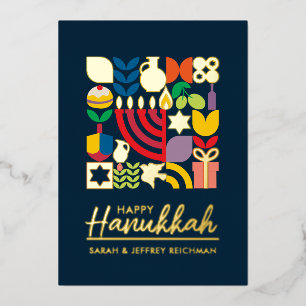 Happy Hanukkah / Chanukah Jewish Greeting Foil  Holiday Card