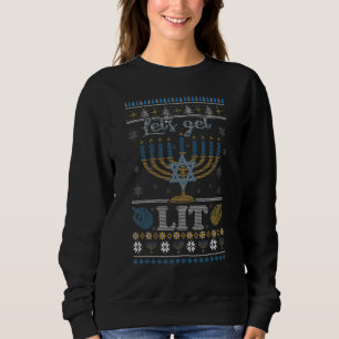 Happy Hanukkah Chanukah Let's Get Lit Ugly Sweater