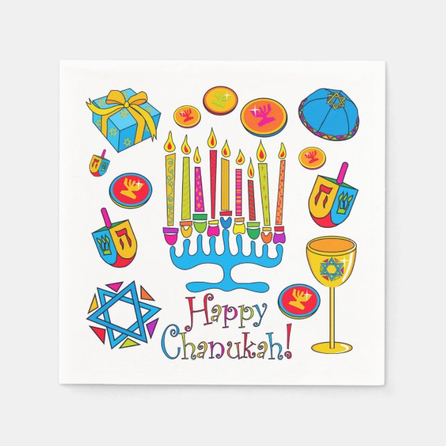 Happy Hanukkah - Chanukah Napkin (Front)