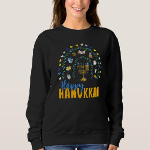 Happy Hanukkah Chanukah Rainbow Menorah Jewish Hol Sweatshirt