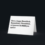 happy hanukkah chanukkah spelling funny holiday card<br><div class="desc">happy hanukkah chanukkah spelling funny</div>
