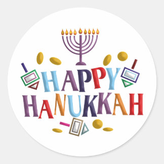 Happy Hanukkah Classic Round Sticker
