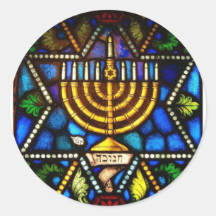 HAPPY HANUKKAH CLASSIC ROUND STICKER
