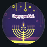 Happy Hanukkah Classic Round Sticker<br><div class="desc">Happy Hanukkah Sticker</div>