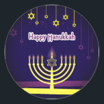 Happy Hanukkah Classic Round Sticker<br><div class="desc">Happy Hanukkah Sticker</div>