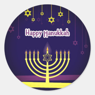 Happy Hanukkah Classic Round Sticker