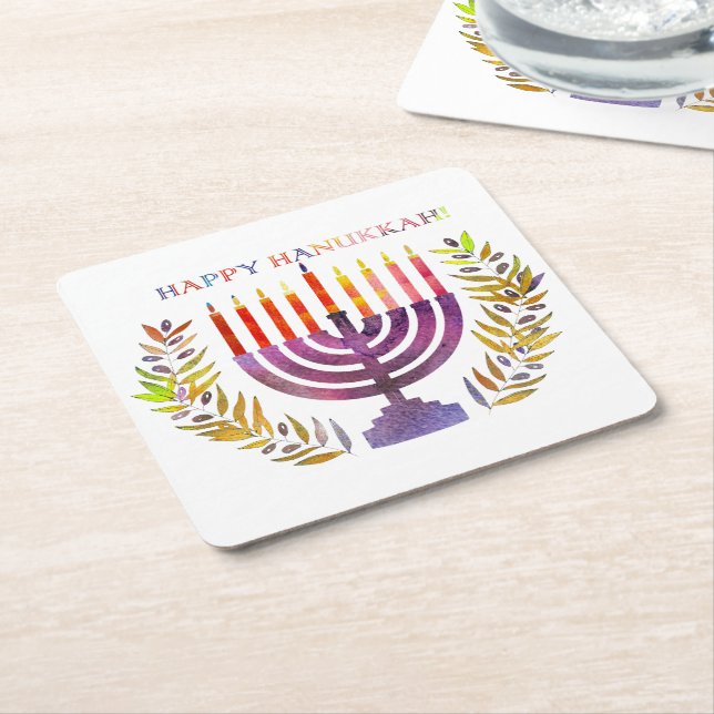 Happy Hanukkah Coasters (Angled)