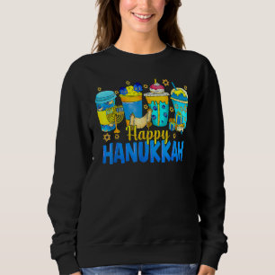 Happy Hanukkah Coffee Latte Menorah Jewish Chanuk Sweatshirt