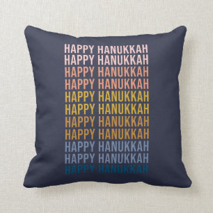 Happy Hanukkah Colourful Typgraphy Design Cushion