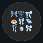 Happy Hanukkah Coquette Bow Chanukah Jewish Women  Classic Round Sticker<br><div class="desc">Happy Hanukkah Coquette Bow Chanukah Jewish Women Girls</div>