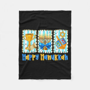 Happy Hanukkah Coquette Menorah Dreidel Chanukah G Fleece Blanket
