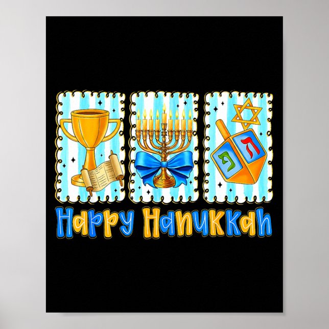 Happy Hanukkah Coquette Menorah Dreidel Chanukah G Poster (Front)