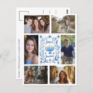 HAPPY HANUKKAH CUSTOM 6 PHOTO Holiday Postcard