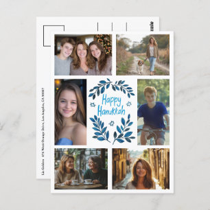 HAPPY HANUKKAH CUSTOM 6 PHOTO Holiday Postcard