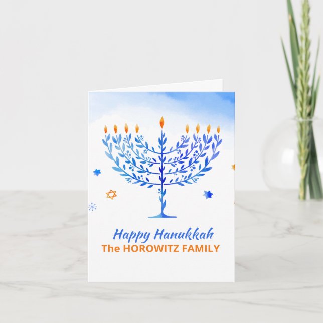 Happy Hanukkah Custom  Holiday Card (Front)