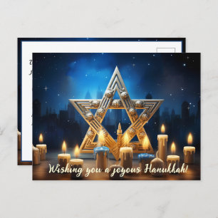 🕎 Happy Hanukkah, custom name and text Holiday Postcard