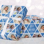 Happy Hanukkah Custom Name Photos Star Blue Wrapping Paper<br><div class="desc">Personalised wrapping paper is a great way to add a personal touch to your gift-giving! This stylish design features a seamless star pattern, showcasing two of your favourite photos along with the name of the recipient. The 'Happy Hanukkah' message can also be customised or tailored to suit different occasions. This...</div>