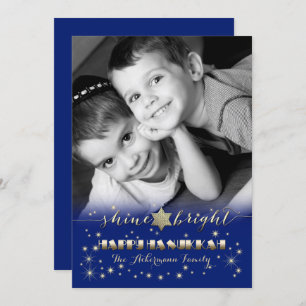 Happy Hanukkah. Custom Photo Flat Holiday Card