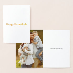 Happy Hanukkah custom photo modern typography Foil Card