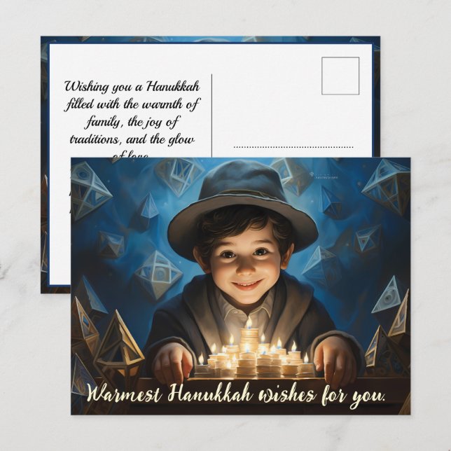 🕎 Happy Hanukkah, custom text Holiday Postcard (Front/Back)