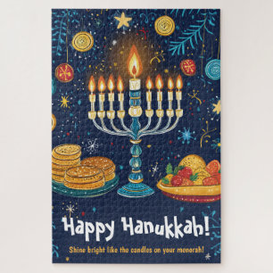 Happy Hanukkah custom text Jigsaw Puzzle