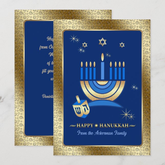 Happy Hanukkah. Customisable Greeting Cards (Front/Back)