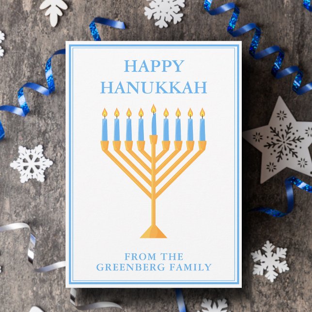 Happy Hanukkah Cute Customisable Menorah Holiday Card (Creator Uploaded)