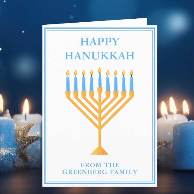 Happy Hanukkah Cute Customisable Menorah Holiday Card (Creator Uploaded)
