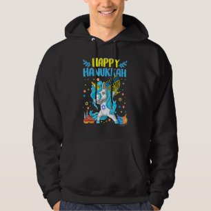 Happy Hanukkah Dabbing Jewish Unicorn Kids Chanuka Hoodie