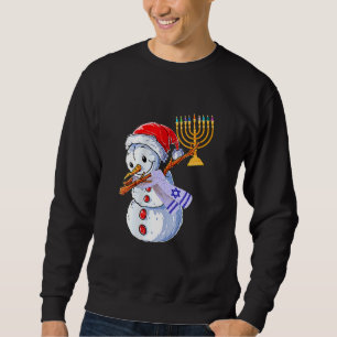 Happy Hanukkah Dabbing Snowman Santa Christmas Sweatshirt