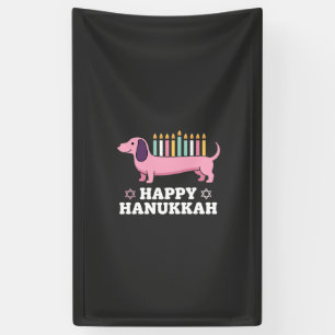 Happy Hanukkah Dachshund Dog Banner