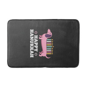 Happy Hanukkah Dachshund Dog Bath Mat
