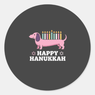 Happy Hanukkah Dachshund Dog Classic Round Sticker