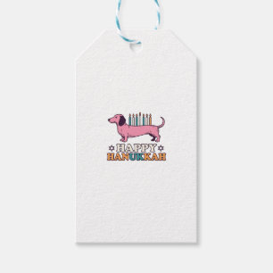 Happy Hanukkah Dachshund Menorah Dog Shirt Design_ Gift Tags