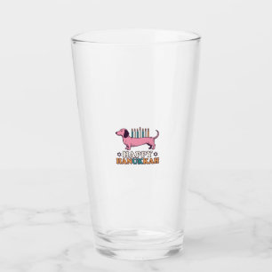 Happy Hanukkah Dachshund Menorah Dog Shirt Design_ Glass