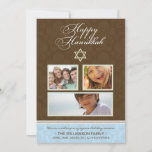 Happy Hanukkah Damask Holiday Card (brown/blue)<br><div class="desc">This precious Hanukkah card is perfect to send out to all your friends and family this holiday season. The back of the card can be used to copy/paste in your annual newsletter. If you do not see the colour scheme that you like, send an email to zazzlebeezkneez@gmail.com, and I will...</div>