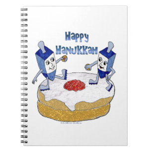 Happy Hanukkah Dancing Dreidels Jelly Doughnut Notebook