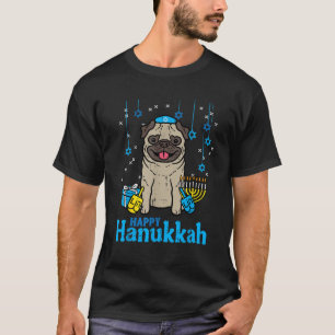 Happy Hanukkah Dog Pug Cute Chanukah Jewish Men Wo T-Shirt