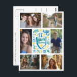 HAPPY HANUKKAH Doodle CUSTOM 6 PHOTO Holiday Postcard<br><div class="desc">Hope you like this holiday design. Click "personalise" to edit and add your own photos and text to the front and back. Check my shop for more matching items like stickers, mugs, towels, wrapping paper as well as other holiday patterns. Thanks for shopping with me! if you'd like something custom...</div>