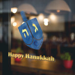 Happy Hanukkah Dreidel<br><div class="desc">Gold Happy Hanukkah text with a blue dreidel.</div>