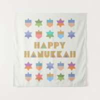 Happy Hanukkah Dreidels and Stars