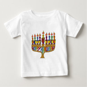 Happy Hanukkah Dreidels Menorah Baby T-Shirt
