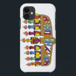 Happy Hanukkah Dreidels Menorah iPhone 11 Case<br><div class="desc">You are viewing The Lee Hiller Design Collection. Apparel,  Gifts & Collectibles Lee Hiller Photography or Digital Art Collection. You can view her Nature photography at http://HikeOurPlanet.com/ and follow her hiking blog within Hot Springs National Park.</div>