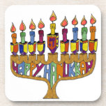 Happy Hanukkah Dreidels Menorah Coaster<br><div class="desc">You are viewing The Lee Hiller Design Collection. Apparel,  Gifts & Collectibles Lee Hiller Photography or Digital Art Collection. You can view her Nature photography at http://HikeOurPlanet.com/ and follow her hiking blog within Hot Springs National Park.</div>