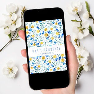 Happy Hanukkah Driedel Watercolor Tree-Free Card